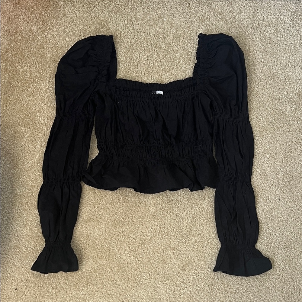 H&M Black Puff Sleeve Top